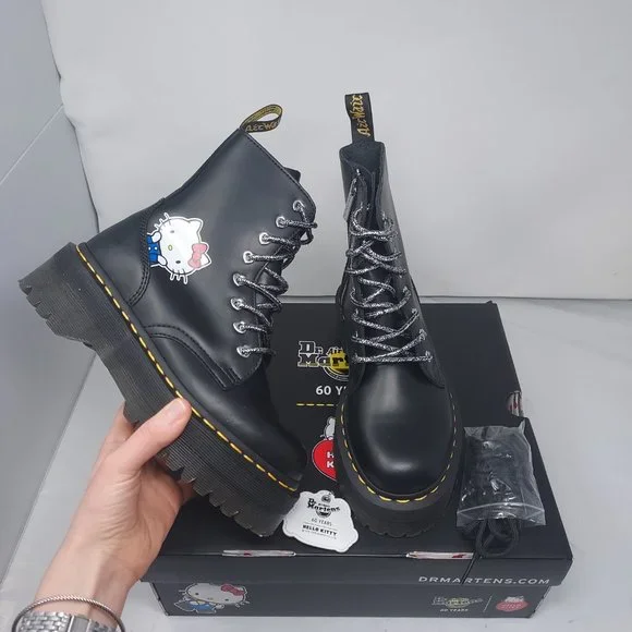 Kitty And Hello Kitty Jadon Leather Platform Boots Martens HELLO